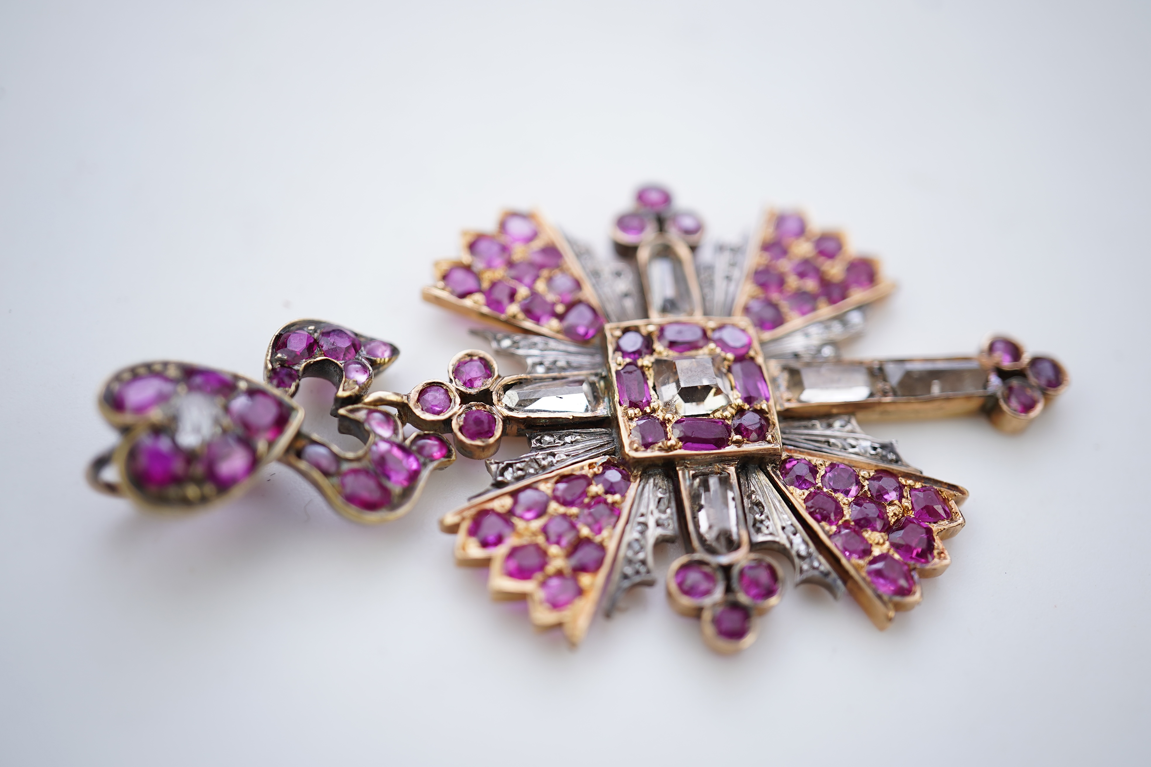 A rare ruby and diamond pendant, early 19th century